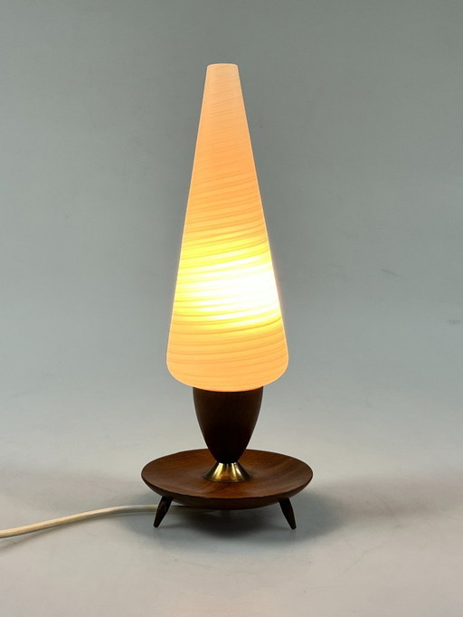 Vintage Tischlampe, Teakholz mit Glas, Dänemark 1960s