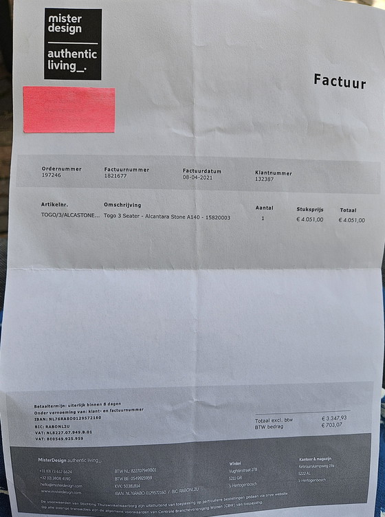 Image 1 of Ligne Roset Togo Alcantara light gray (purchase invoice available)