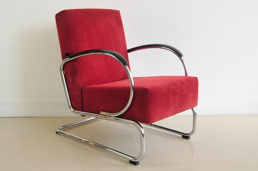 Fauteuil rouge vin Gispen 407