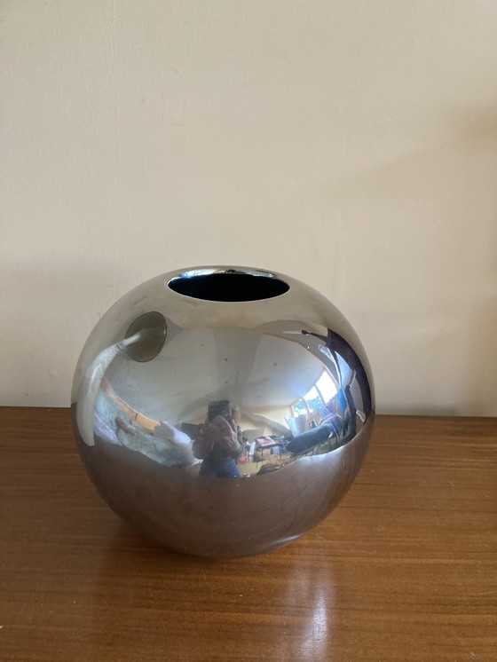 Image 1 of Silberkleurige Vaas Van Jan Des Bouvrie