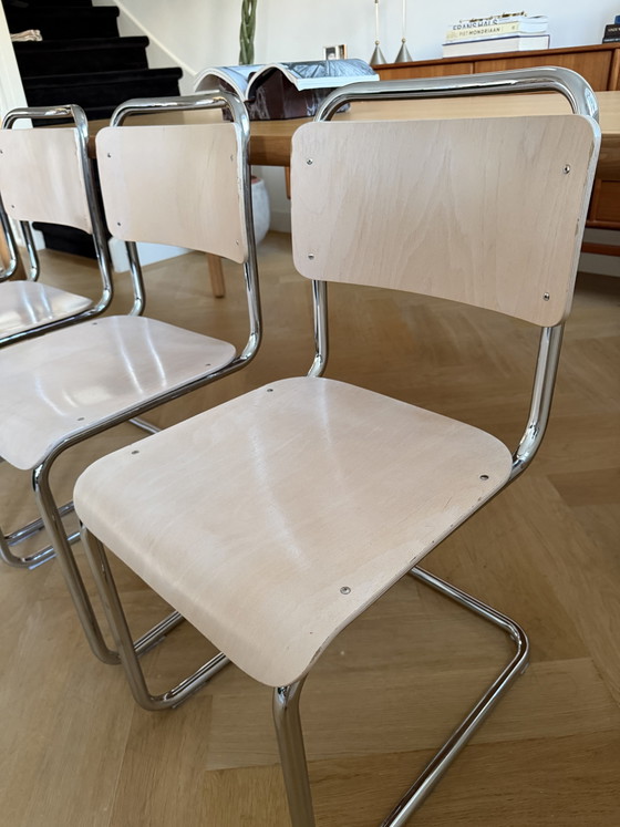 4x Gispen 101 Buisframe Stoelen – Eetkamerstoelen, Metal, Wood (photo 14 of 14)