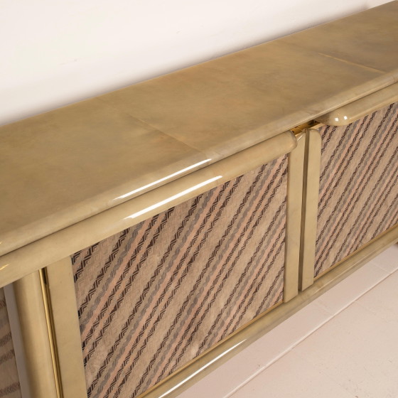 Sideboard aus Pergament und Missoni-Stoff von Angelo Mazzola für Salpol, 1980 – Martin, Wood, Metal (photo 9 of 26)