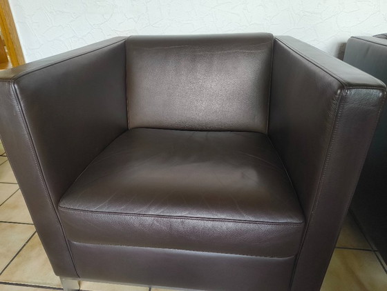 Image 1 of Set van 2 exclusieve Walter Knoll Foster 501 leren fauteuils - Donkerbruin