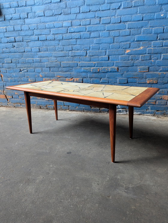 Image 1 of Vintage teak coffeetable / leisteen blad