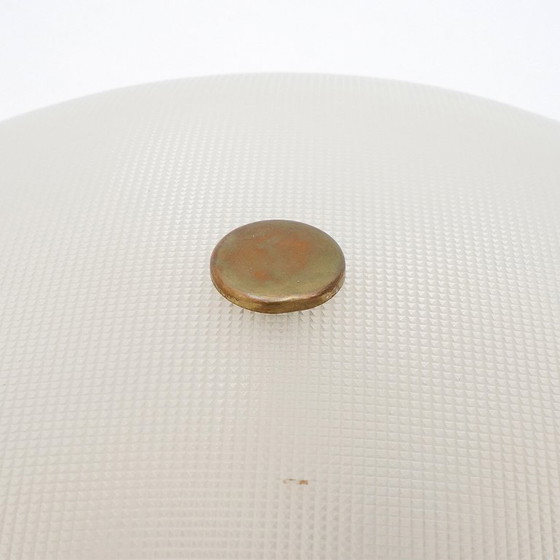 Image 1 of Stilnovo Textured Glass Flush Mount Ceiling Lamp, Italy 1950s