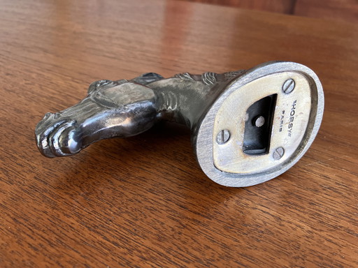 zilverkleurige flessenopener paardenhoofd "HORSE" PARIS