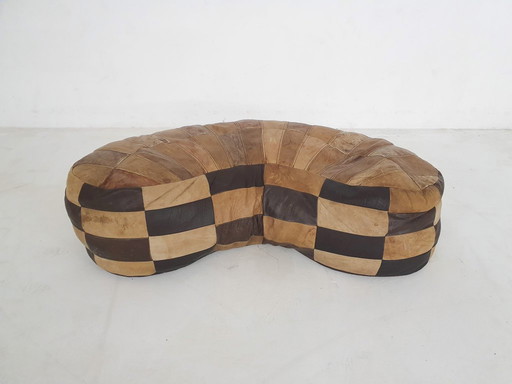 Vintage kidney shaped patchwork ottoman, The Netherlands 1970's