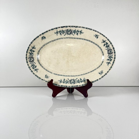 Image 1 of Ovaal gepatineerd schaaltje "Thermidor" Blauw/groen ijzer aarde, eind 19e eeuw