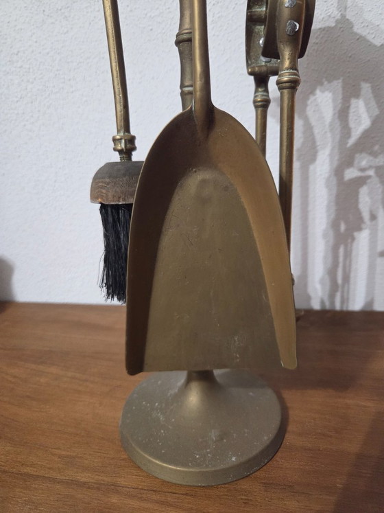 Messing haardstel met paardenkoppen, Decoratieve objecten, Gold, Vintage (foto 5 van 8)