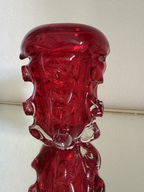 Image 1 of Red Murano Glass Vase 70's
