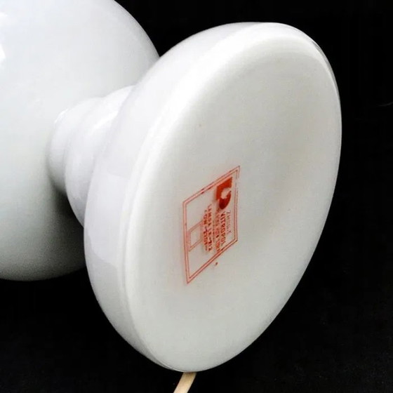 Lampe de Chevet Postmoderne de Polam, Pologne, années 1960, Verre, Plastique, Blanc (photo 7 sur 10)