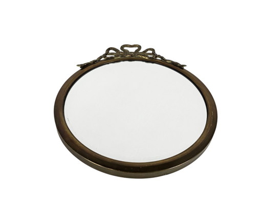 Miroir rond avec arc - cuivre - verre - Hollywood Regency - 3e moitié du 20e siècle