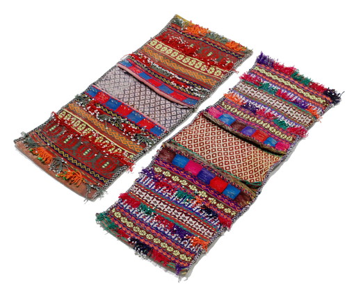 2x Original Handgeknüpfte Salz Tasche aus Echter Wolle, Khurjin, Afghan Deco 70x30 cm