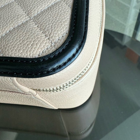 Image 1 of Chanel Camera Filigree Box Bag Large - Caviar Quilted Grained Calfskin Black Beige Gold Hardware Series 23