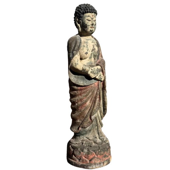 Antique Wooden Guanyin Statue from China – Large Polychrome Temple Sculpture (photo 3 of 13)