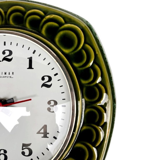 Image 1 of Grüne Keramik-Wanduhr, Weimar, Deutschland (DDR) – 1970er Jahre