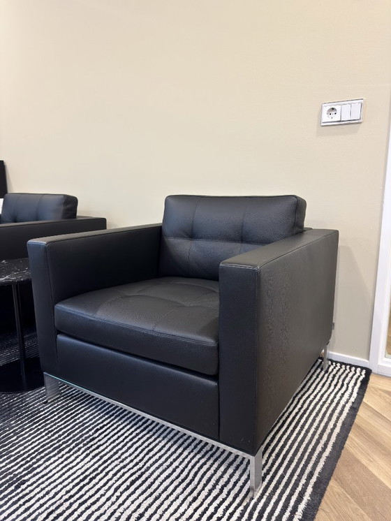 Image 1 of Walter Knoll Foster set – 2 Foster 502 armchairs – black leather – top condition