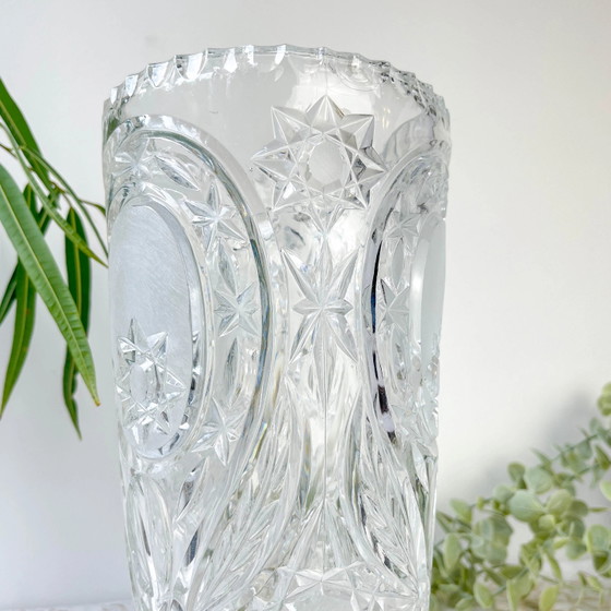 Vintage Chiseled Crystal Vase (photo 6 of 12)