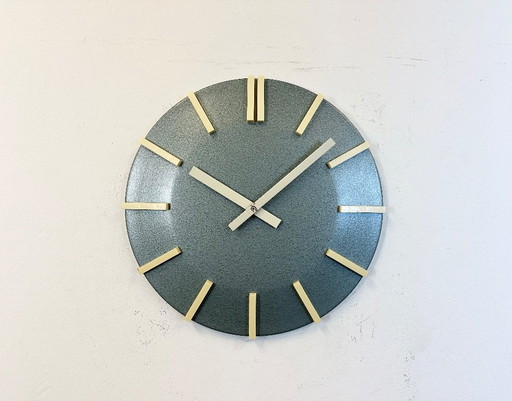 Grey Industrial Office Wall Clock from Pragotron, 1970s