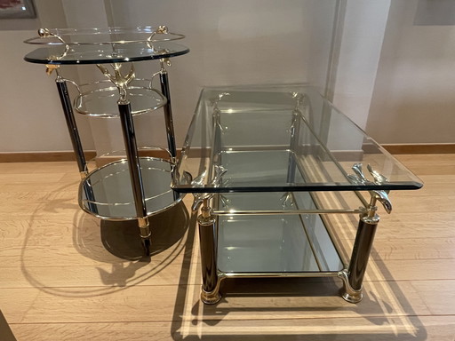 Coffee table with matching bar cart