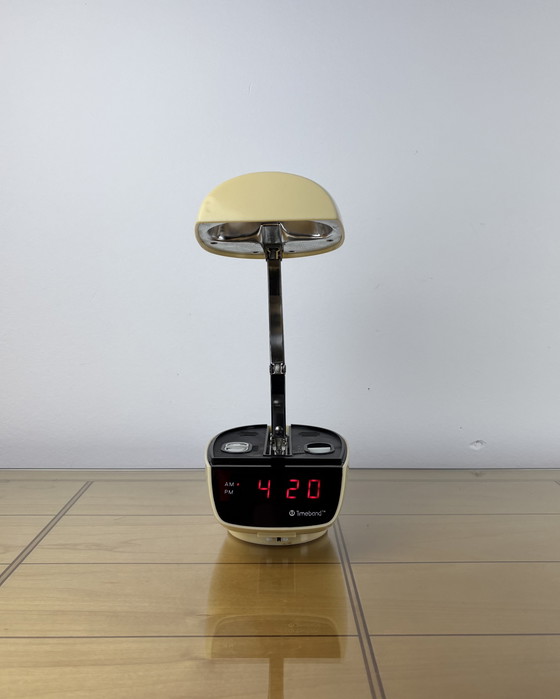 Image 1 of Lamp Table + Clock Timeband C-590 Timeco Vintage Clock - Lamp 1970s Bedside Lamp 70s Digital Alarm Clock Mid Century Space Age