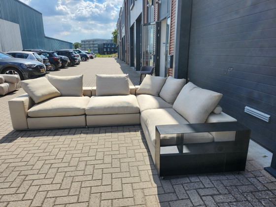 Image 1 of Flexform - Groundpiece hoekbank in beige stof by Antonio Citterio