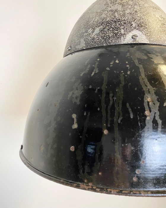 Image 1 of Lampada a sospensione industriale in smalto nero, anni '30