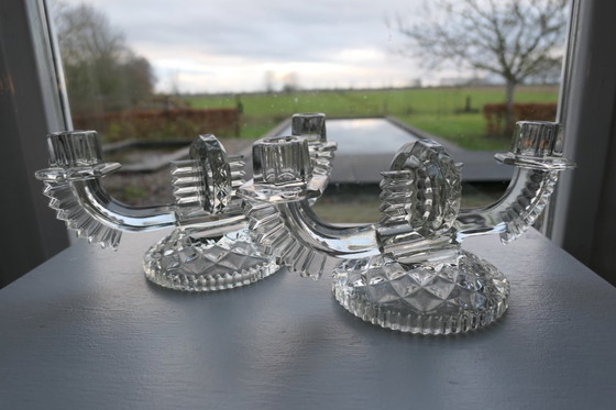 Image 1 of Art Deco Feigl & Morawetz pressed glass candlestick 2x