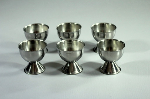 6 stainless steel egg cups from the 1960s - vintage