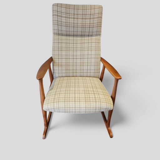 Mid Century Dänischer Teak Schaukelstuhl Stuhl Mit Hoher Rückenlehne 1960er Jahre Made In Denmark