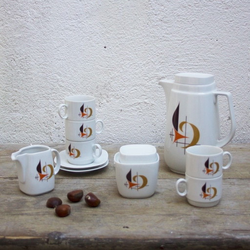 Vintage Beierse koffieset uit Schirnding Beieren, jaren 1950, set van 27