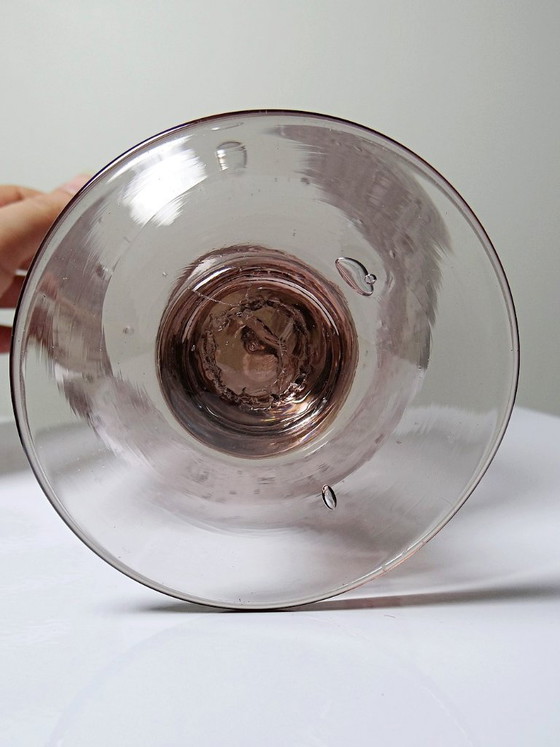 Vintage Amethyst Bubbled Glass Candle Holder, Biot Style, 1970-1980 (photo 9 of 9)
