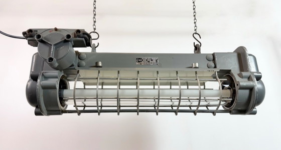Image 1 of Grijze industriële hanglamp met buisconstructie van Elektrosvit, jaren 70.