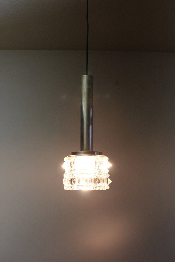 Image 1 of Lampada a sospensione vintage in vetro sfaccettato, anni '70