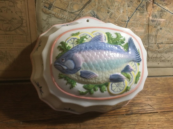 Decorative jelly mold "the blue cord" – Storage cabinet, Porcelain, Vintage (photo 12 of 13)
