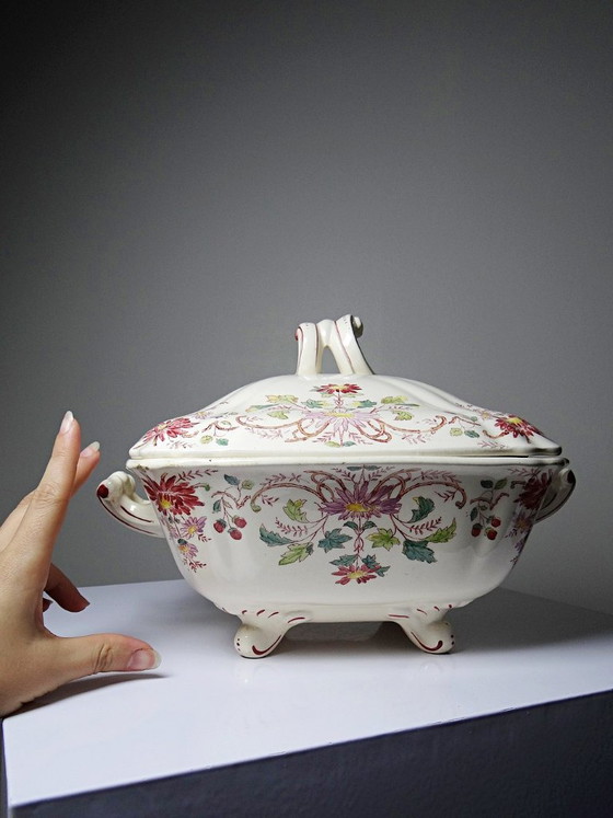 Antike Longchamp Suppen-/Gemüseschüssel aus Steingut mit Gänseblümchenmuster – Geschirr, Ceramic, Vintage (photo 3 of 15)