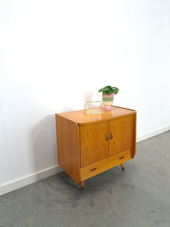Image 1 of TV audio LP furniture with brass handles and slanted legs