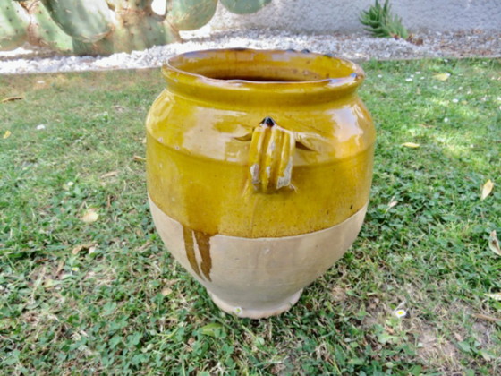 Image 1 of Glazed terracotta oil jar/confectionery pot, southwest France, late 19th century
