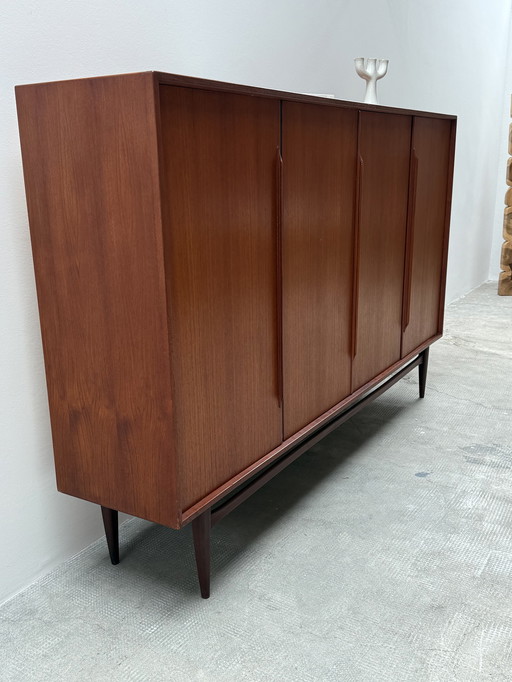 Heinrich Riestenpatt Teak Holz Highboard 225cm, Deutschland 1960er Jahre