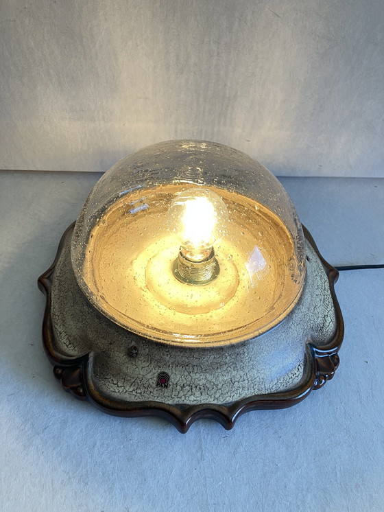 Image 1 of Pan Leuchten Vintage Fatlava Wandlamp Keramiek en Bubbelglas
