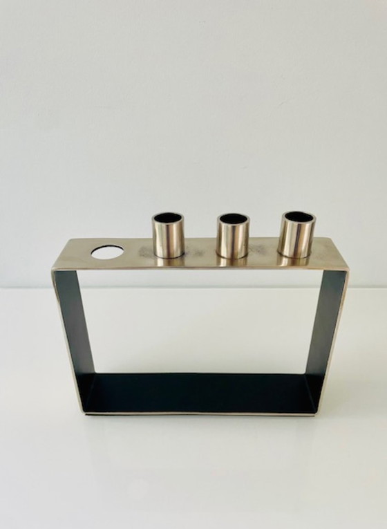 Image 1 of Moderno candeliere in acciaio inox per 3 candele da cena