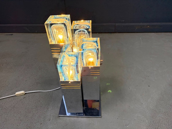 Vintage Cubico Table Lamp by Gaetano Sciolari, 1970s – Glass, Metal (photo 4 of 10)