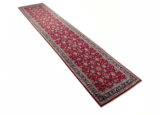 Perzisch tapijt - Kashan kurk 488 x 100 cm - Rood