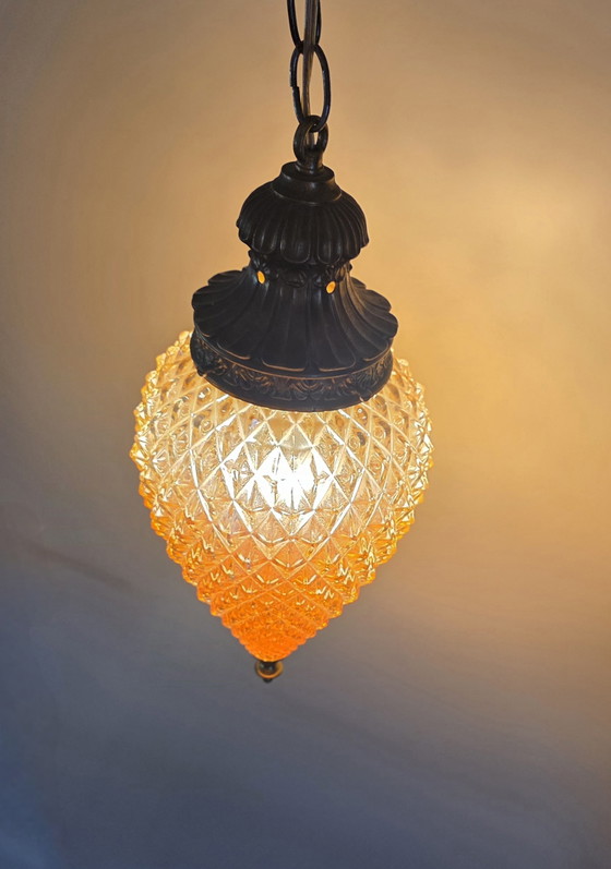 Image 1 of Pineapple midcentury crystal pendant