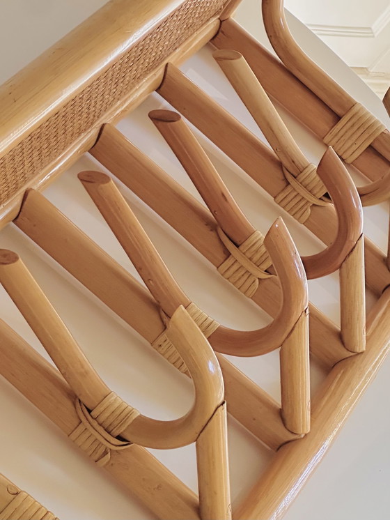 Image 1 of Porte-manteau vintage en rotin et bambou