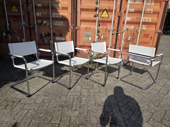 4x Designer chairs - 1980 – Dining chairs, Leather, Chrome (photo 2 of 6)