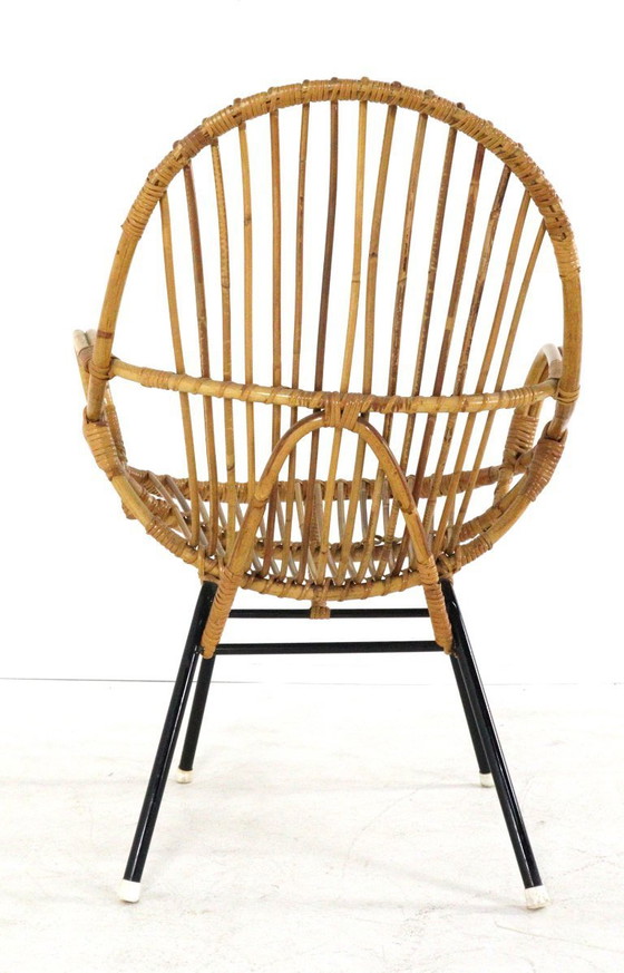 Image 1 of Set of 3 rattan armchairs + vintage rattan coffee table, Rohe, Noordwolde