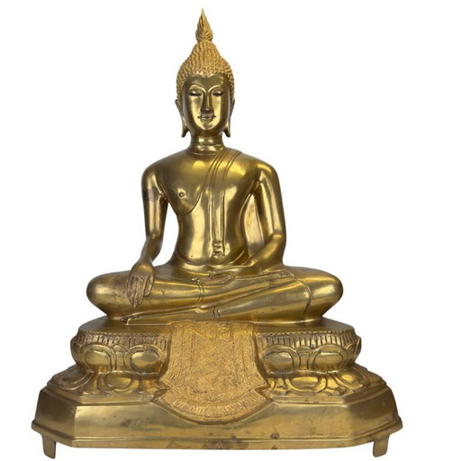Buda tailandés antiguo – Período Rama V – Bronce dorado al fuego (54cm)