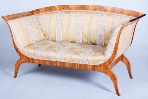 Restored Biedermeier Sofa, by Josef Danhauser, Cherry Wood, Austria, 1820s – banken, Textile