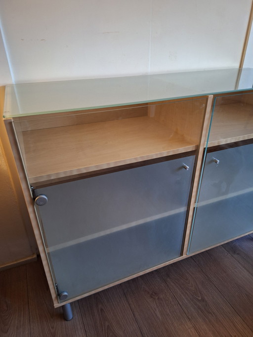 Vintage IKEA Dresser / Cabinet made of Glass and Wood